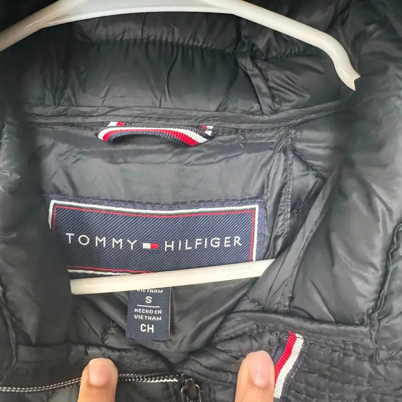 Tommy Hilfiger Wome Navy/black Puffer Jacket Quilted Packable Hooded Full Zip Sm - Picture 4 of 10